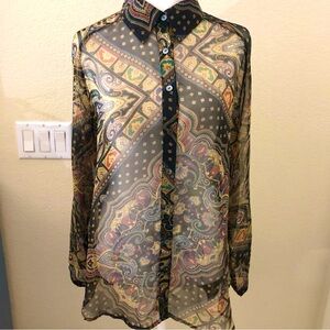 Scarlett Sheer Paisley Button Down Tunic/Shirt